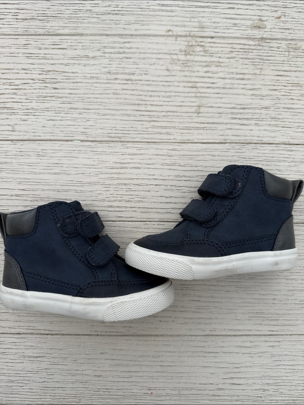 Cat & Jack Navy and White Kids High-Top Velcro Sneakers